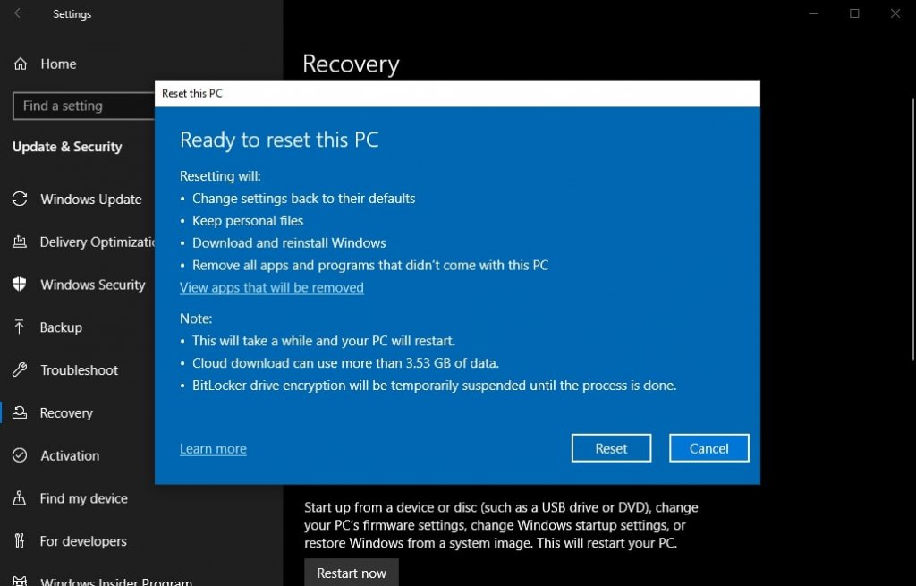 How To Factory Reset Windows 10