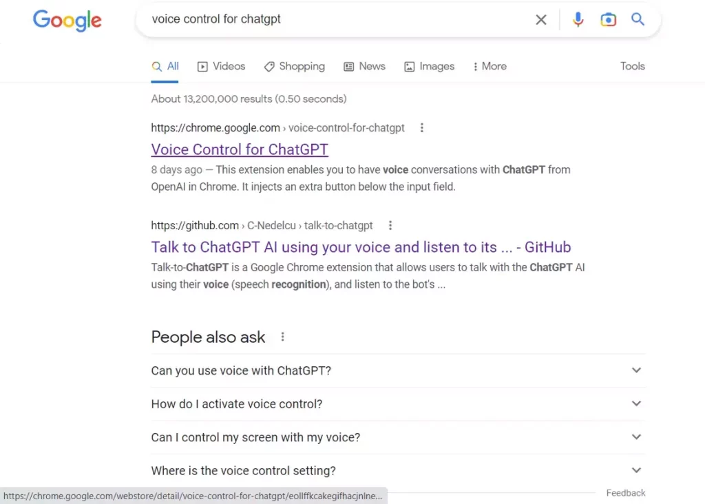 ChatGPT ; Talk to ChatGPT with Voice Control for ChatGPT Extension